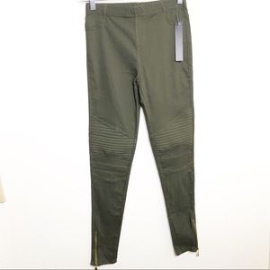☀️ Olive Green/Army Green Moto Side Zip Jeggings